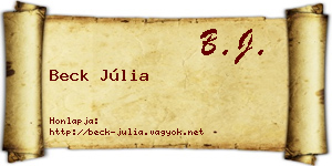 Beck Júlia névjegykártya